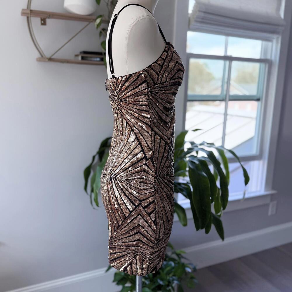 Lulus Sequin Geometric Pattern Mini Dress Size M - image 2